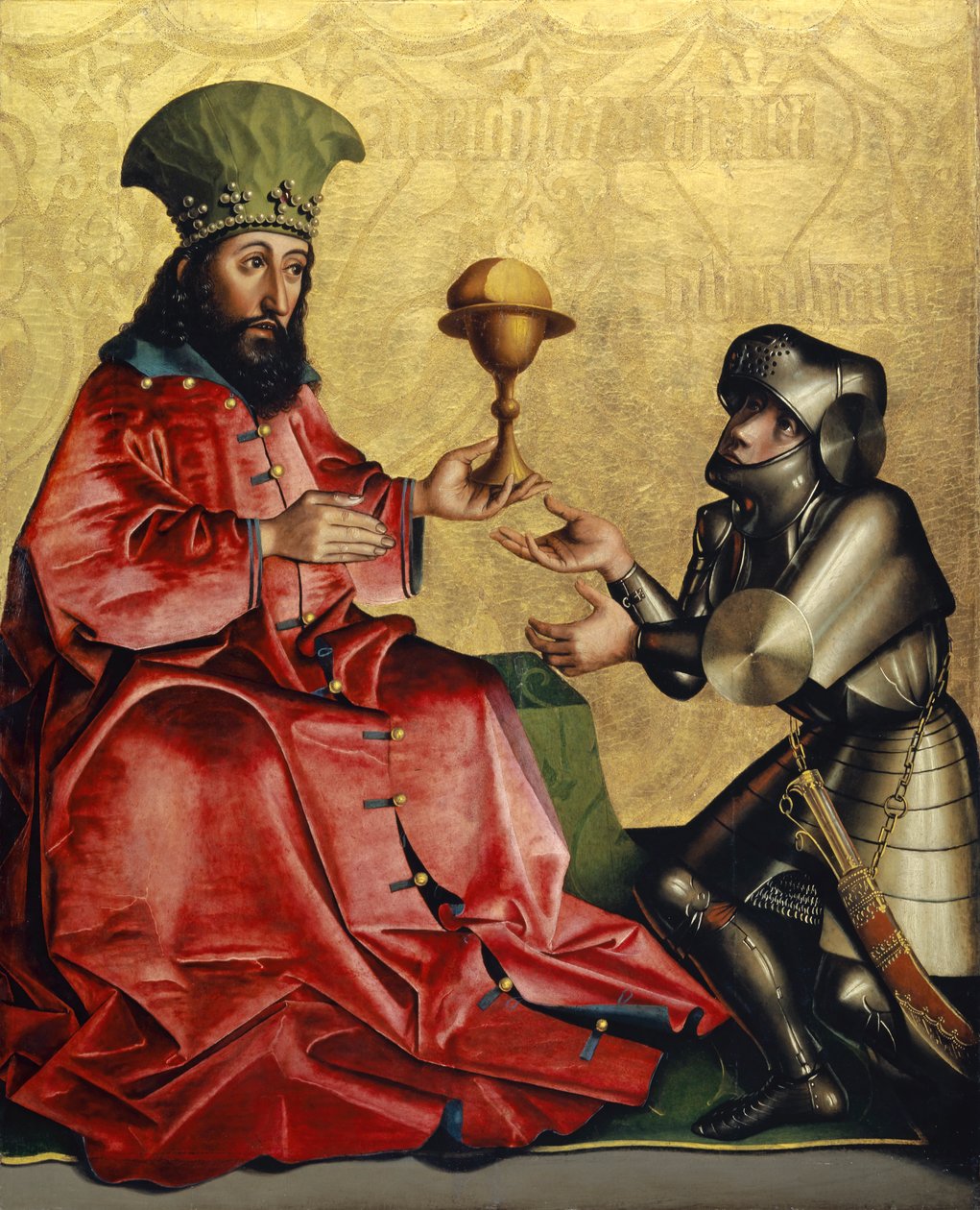 Abraham före Melkisedek från Heilspiegel-altartavlan, ca 1435 (blandmaterial på ekpanel) av Konrad Witz