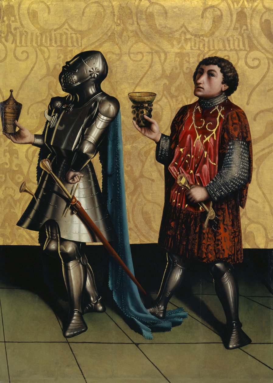 Sibbecai och Benaja från Heilspiegel-altartavlan, ca 1435 (blandmaterial på ekpanel) av Konrad Witz