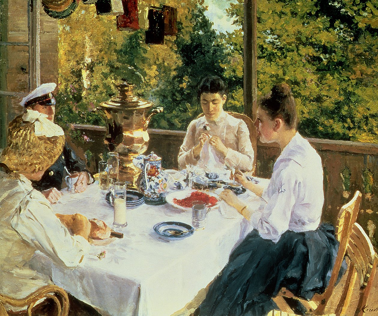 Vid tebordet, 1888 av Konstantin Alekseevich Korovin