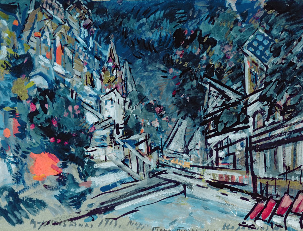 Skiss till operan "Sagan om Tsar Saltan", av Nikolai Rimsky-Korsakov (1844-1908), 1913 av Konstantin Alekseevich Korovin