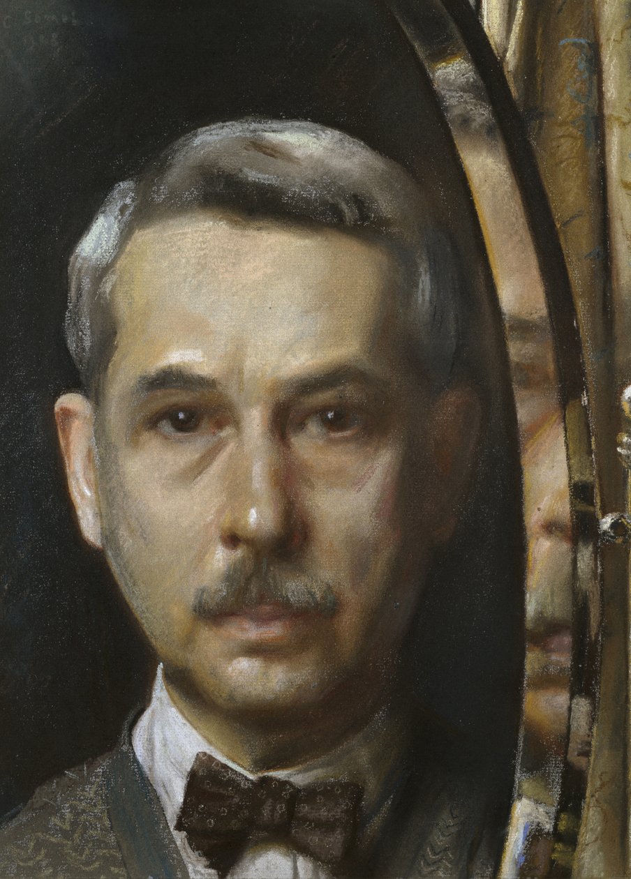 Självporträtt i en spegel, 1928 (Pastell på papper) av Konstantin Andreevic Somov