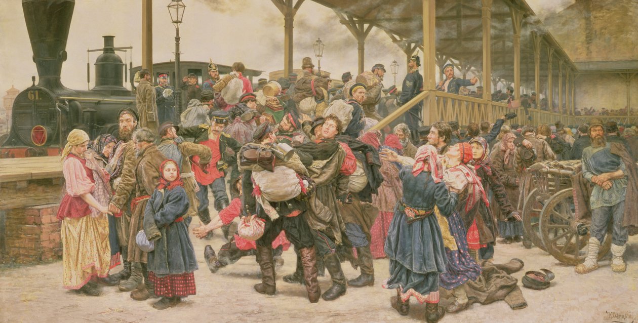 Avresa till kriget, 1888 av Konstantin Apollonovich Savitsky