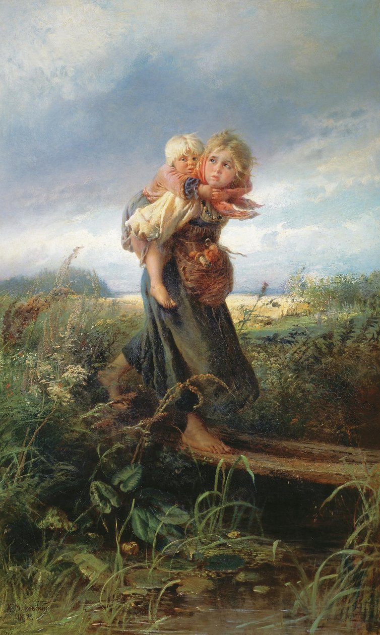  ,   nEnglish: Children running from a thunderstormn av Konstantin Egorovich Makovsky