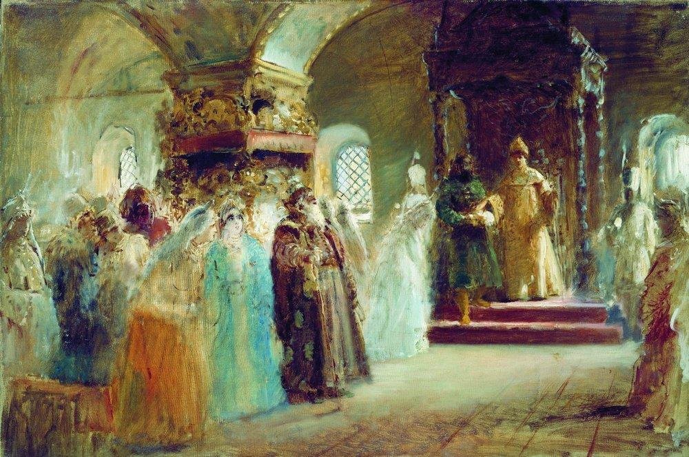 The Bride-show of tsar Alexey Michailovich av Konstantin Egorovich Makovsky
