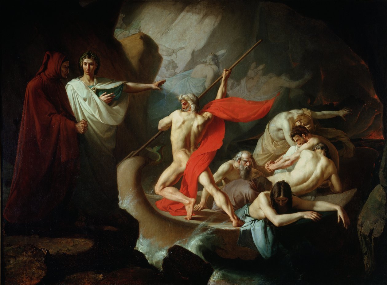Charon förmedlar de dödas själar över Styx, 1860 av Konstantin Petrovich Pomerantsev