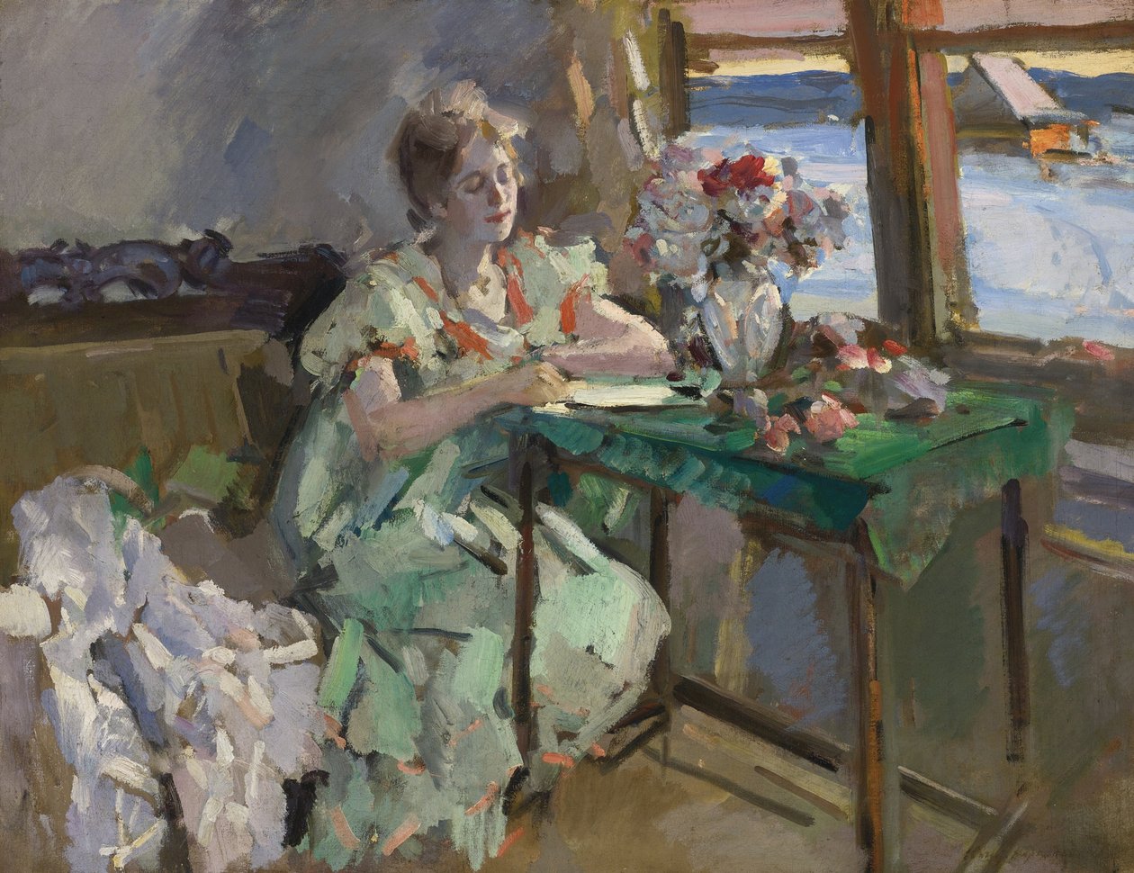 Vid fönstret, 1918 av Konstantin Alekseevich Korovin