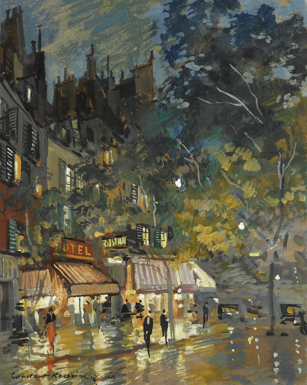 Café i Paris på natten, 1936 av Konstantin Alekseevich Korovin
