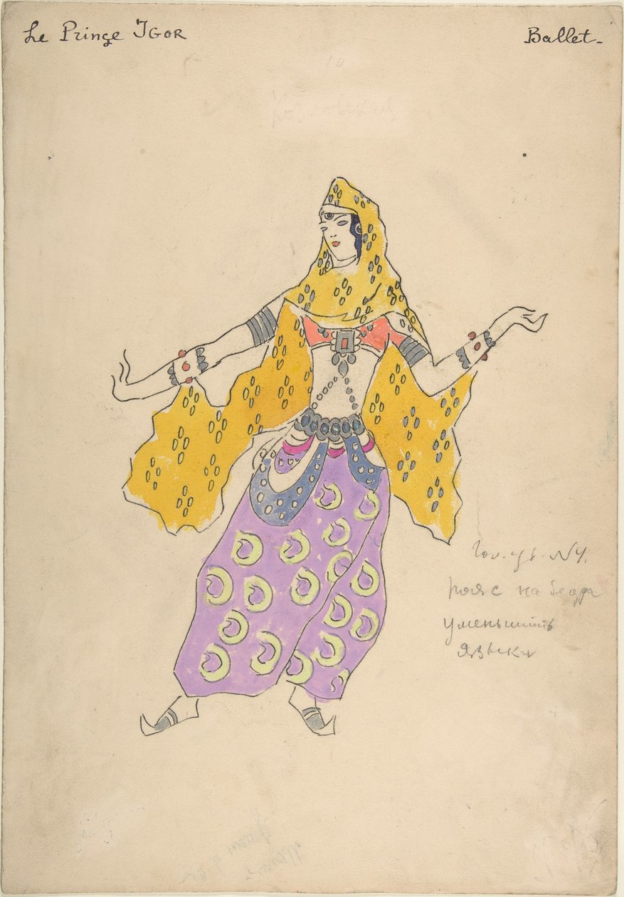 Polovtsian flicka. Kostymdesign för operan Prince Igor av A. Borodin, 1909 av Konstantin Alekseevich Korovin