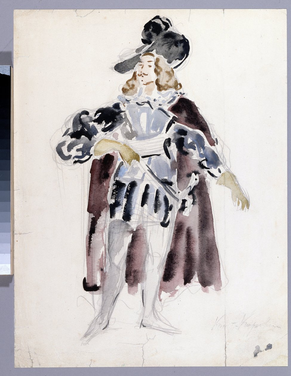 Kostymdesign för operan ""Le guest de pierre"" av Alexandre Dargomyjski (1813-1869) (Dräktdesign för operan Stengästen av A. Dargomyzhsky). Verk av Konstantin Alexeyevich Korovin (Constantin Korovin) (1861-1939), akvarell på papper av Konstantin Alekseevich Korovin