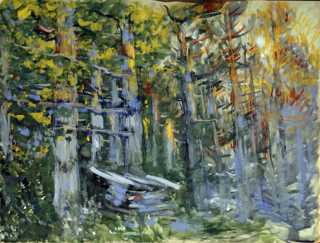 Scenografiprojekt för operan ""Legenden om den osynliga staden Kitege och Jungfru Fevronia (Legenden om den osynliga staden Kitege och Jungfru Fevronia)"" av Nicolas (Nikolai) Rimski Korsakov (Rimski-Korsakov) (Rimsky Korsakov) ) (Rimsky- av Konstantin Alekseevich Korovin