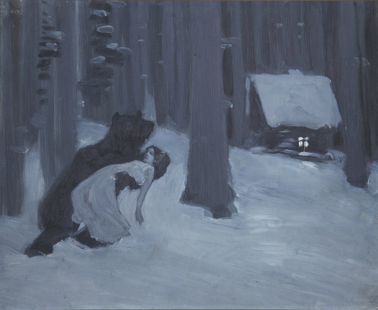 Tatyanas dröm. Illustration till romanen i vers Eugene Onegin av A. Pushkin av Konstantin Alekseevich Korovin