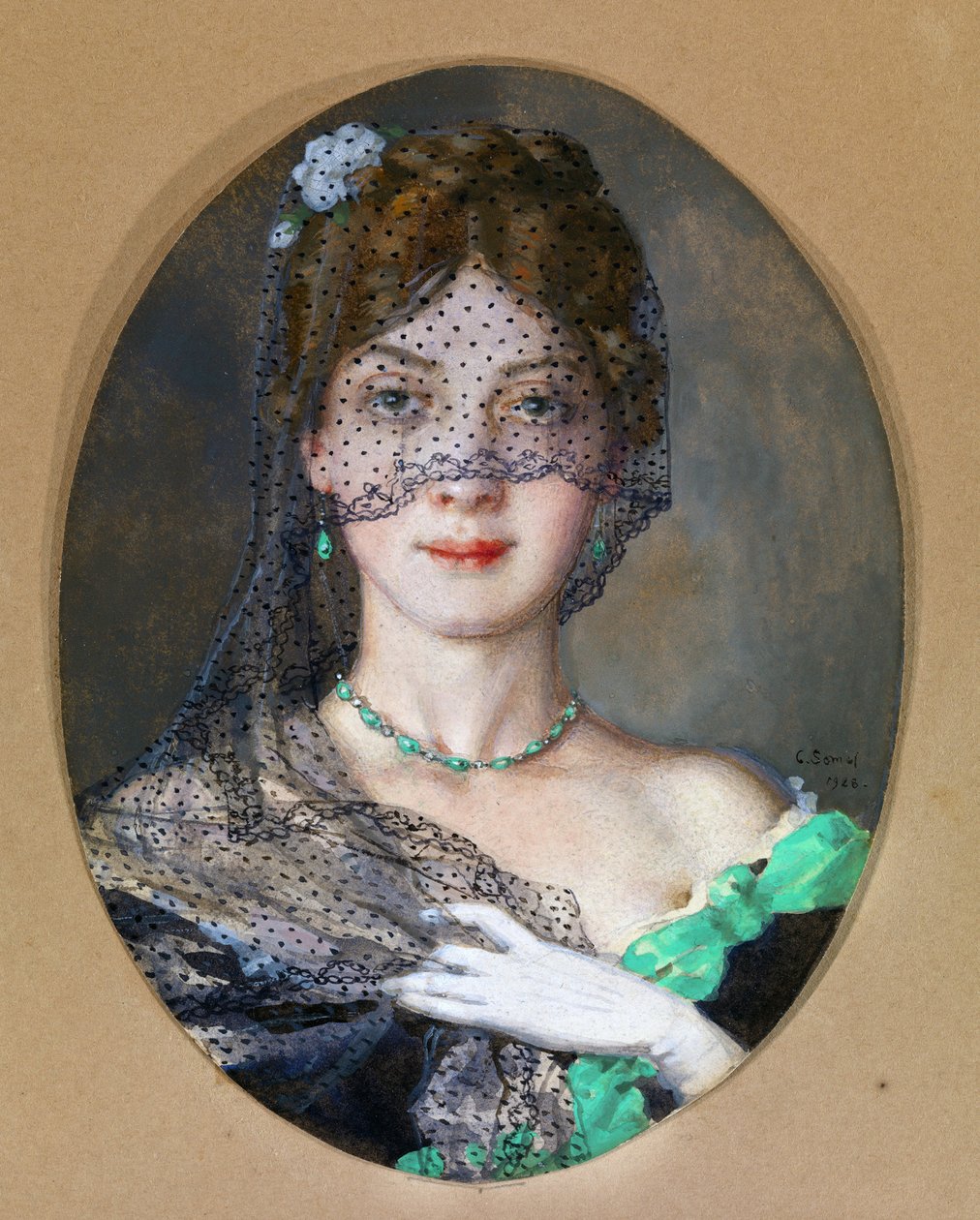 ""Damen med slöjan"" (Manon Lescaut) 1928 av Konstantin Andreevic Somov