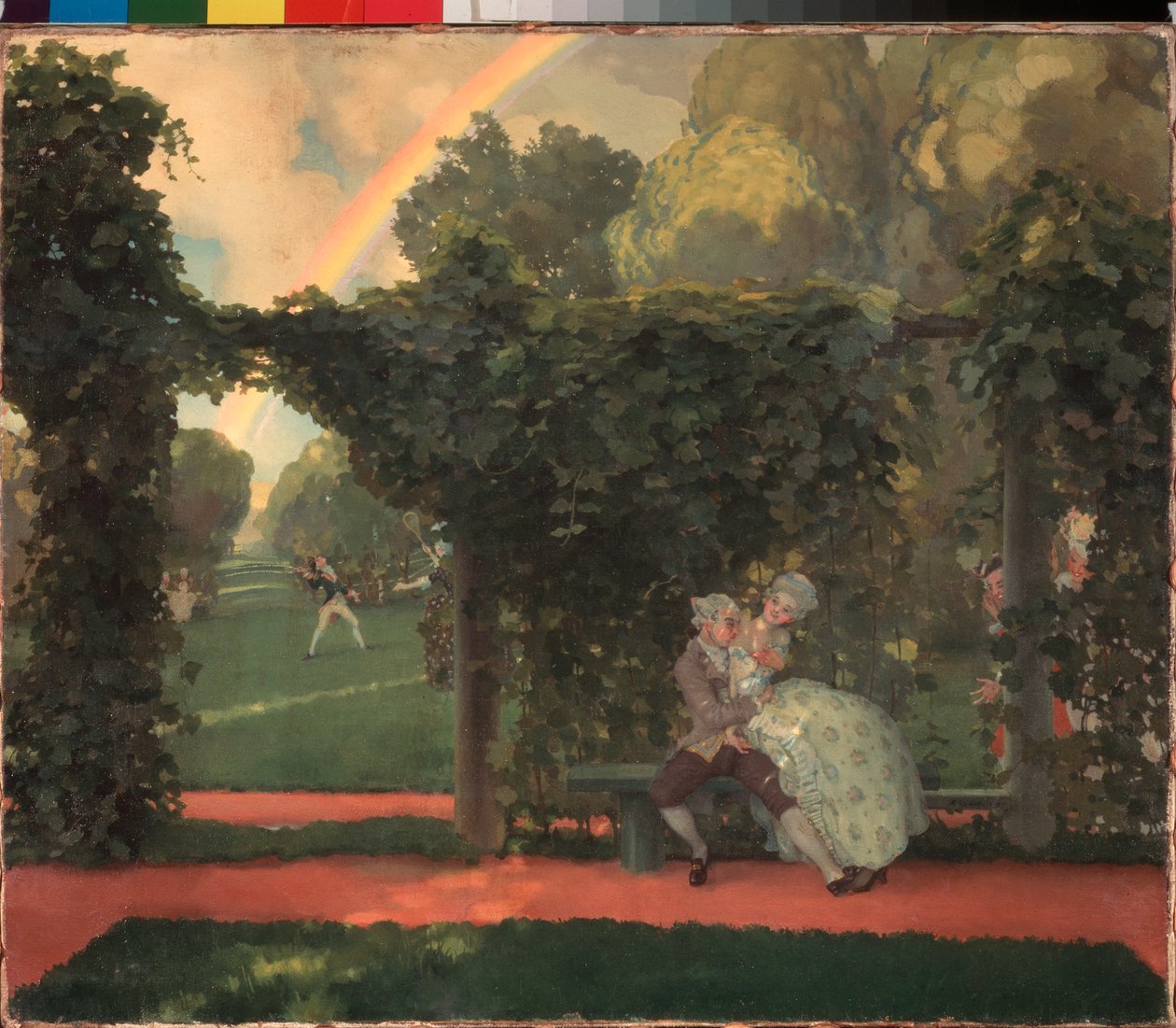 Kyssen hånar. Målning av Konstantin (Constantin) Andreyevich Somov (1869-1939), olja på duk av Konstantin Andreevic Somov