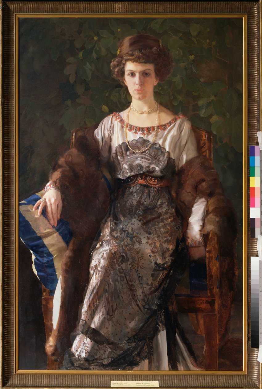 Porträtt av Evfimia Nosova, född Ryabushinskaya (1881-1960). Målning av Konstantin (Constantin) Andreyevich Somov (1869-1939), olja på duk av Konstantin Andreevic Somov