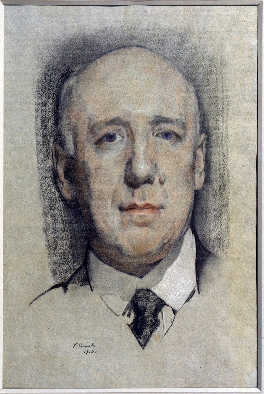 Porträtt av författaren Fyodor Sologub (Fiodor Sologub) (1863-1927) (Porträtt av författaren F. Sologub). Verk av Konstantin (Constantin) Andreyevich Somov (1869-1939), akvarell på papper av Konstantin Andreevic Somov