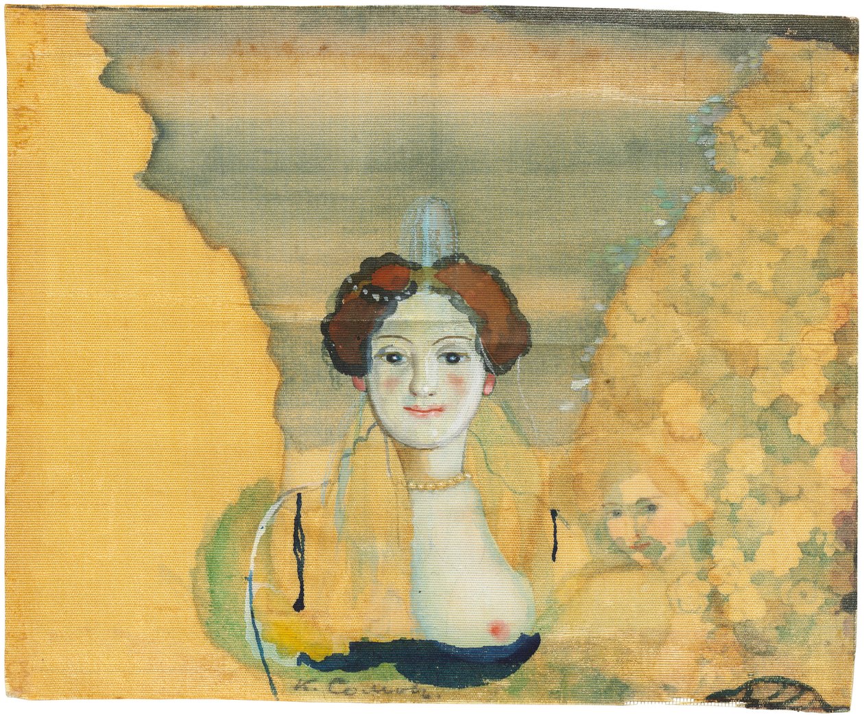 Ung dam med en trädgård bortom. av Konstantin Andreyevich Somov
