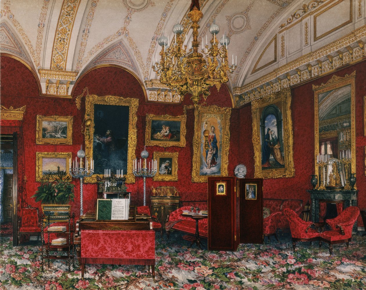 Interiörer av Vinterpalatset. Studien av storprinsessan Maria Nikolajevna, slutet av 1800-talet. av Konstantin Andreyevich Ukhtomsky