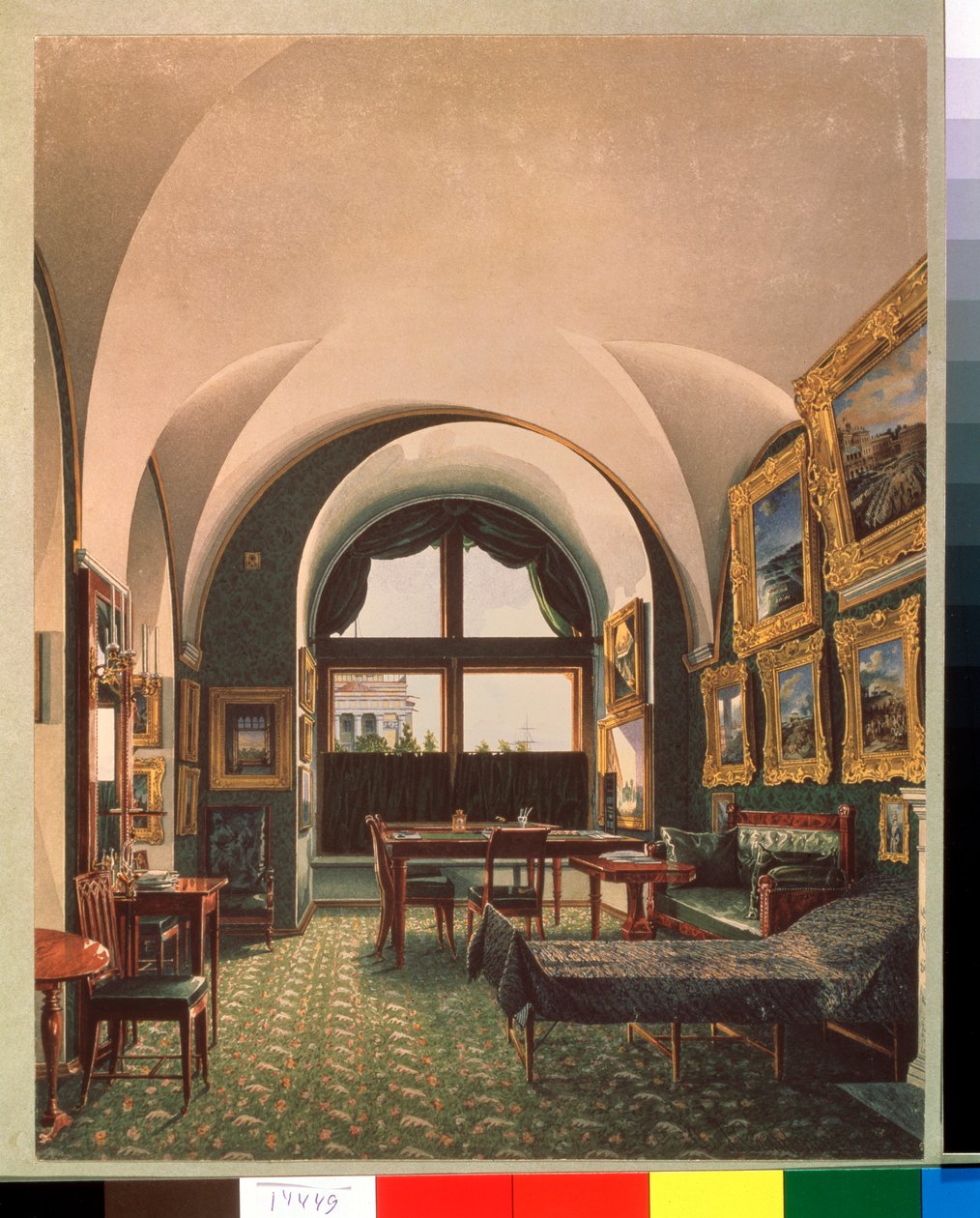 Den lilla studien av kejsar Nicholas I i Vinterpalatset i St Petersburg - Verk Konstantin Andreyevich Ukhtomsky (Constantin Oukhtomsky) (1818 -1881), aqua av Konstantin Andreyevich Ukhtomsky