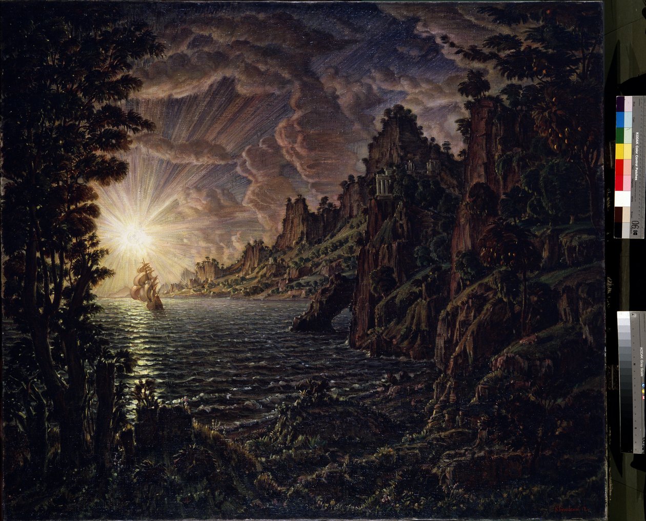 Skeppen, kvällssolen av Konstantin Bogayevsky