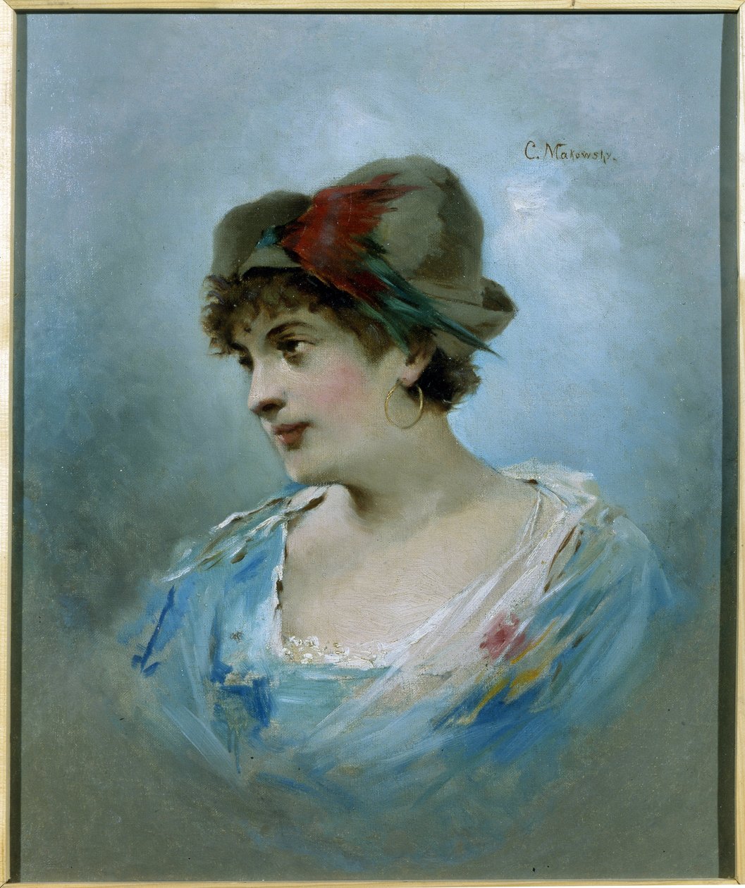 Porträtt av ballerinan Marie Petipa (1857-1930) (Porträtt av balettdansösen Marie Petitpa). Målning av Konstantin Yegorovich Makovsky (Constantin Makovsky) (1839-1915), olja på duk, cirka 1900. Rysk konst från 1900-talet. Statens teatermuseum och Mus av Konstantin Egorovich Makovsky