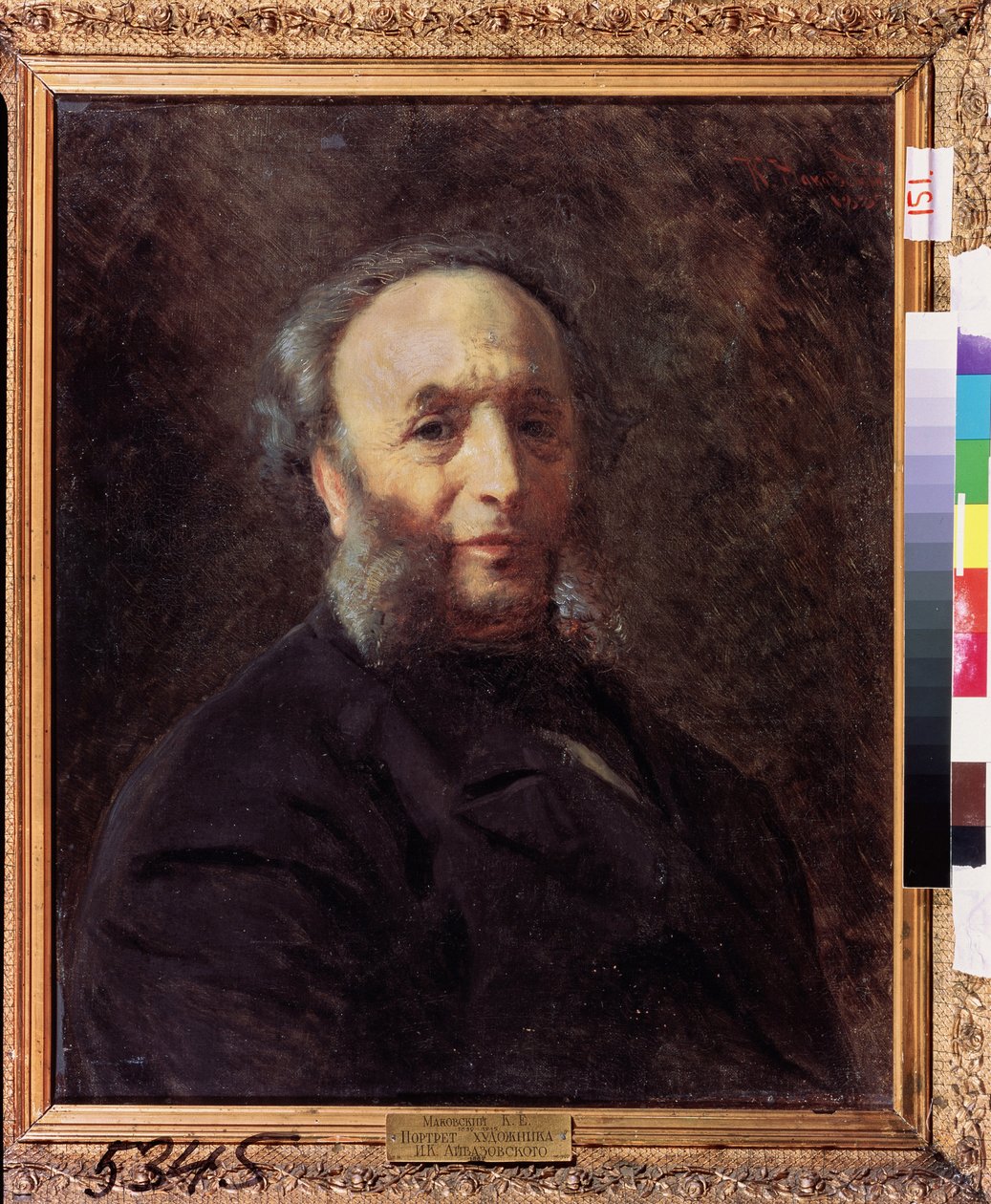 Portrait du peintre Ivan Aivazovsky (Aivazovsky) (1817-1900). (Porträtt av konstnären Ivan Aivazovsky). Peinture de Konstantin Yegorovich Makovsky (Constantin Makovski) (1839-1915), huile sur toile av Konstantin Egorovich Makovsky