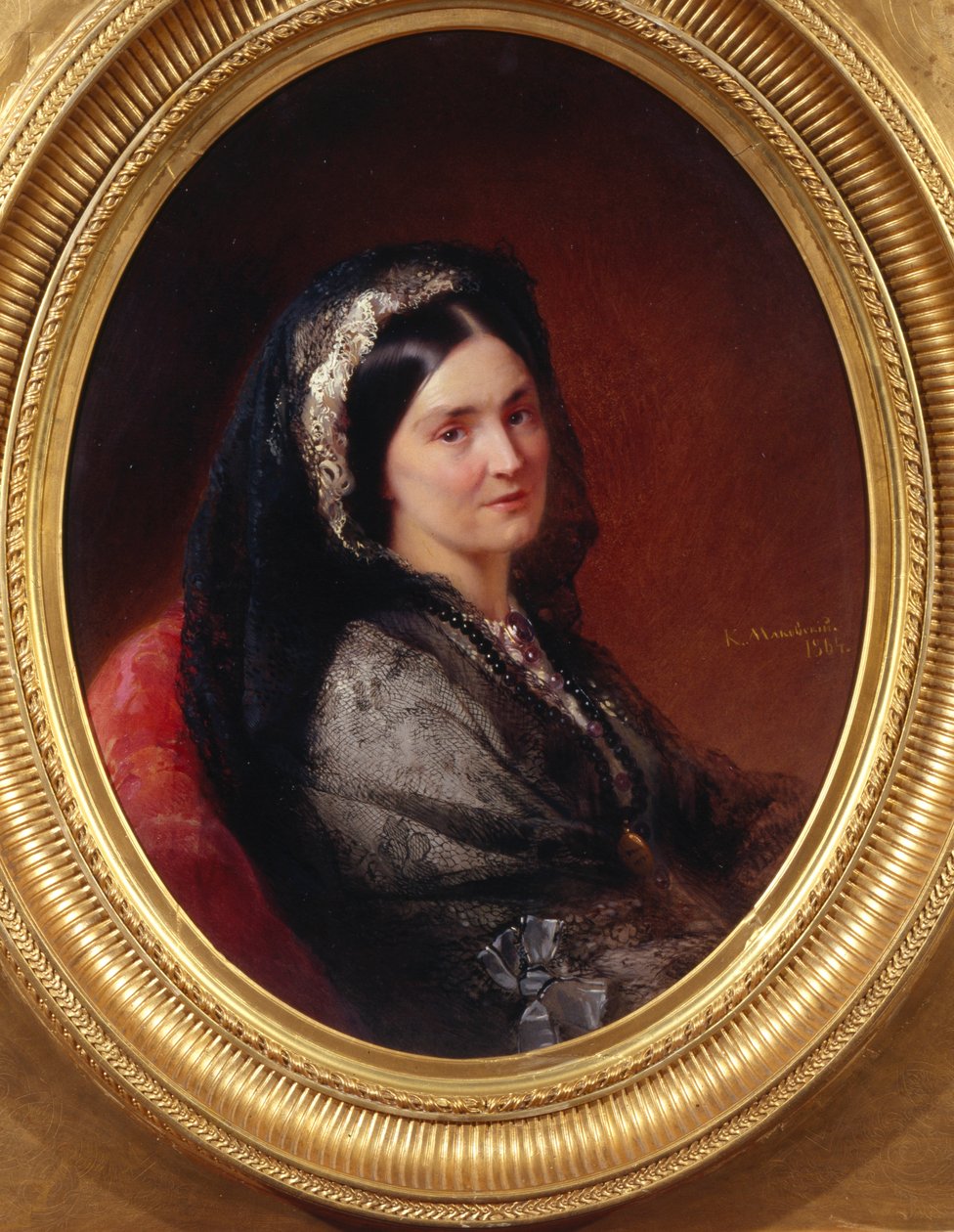 Porträtt av Tsountes Natalia Pavlovna Stroganova 1796-1872, 1864 av Konstantin Egorovich Makovsky
