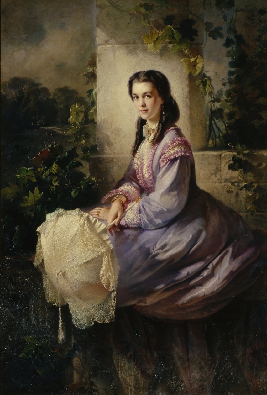 Porträtt av grevinnan S.L. Stroganova, 1864 av Konstantin Egorovich Makovsky