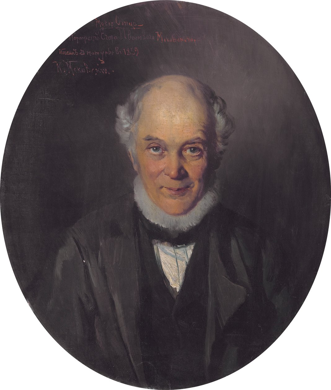 Porträtt av målaren Yegor Ivanovich Makovsky 1802-1886, 1859 av Konstantin Egorovich Makovsky