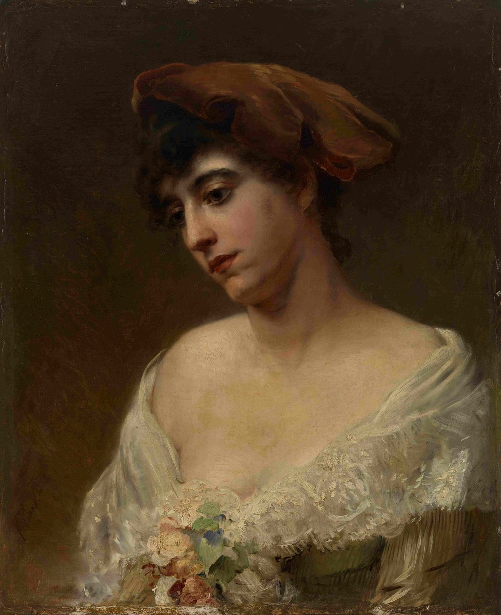 Ung kvinna i en röd basker av Konstantin Egorovich Makovsky