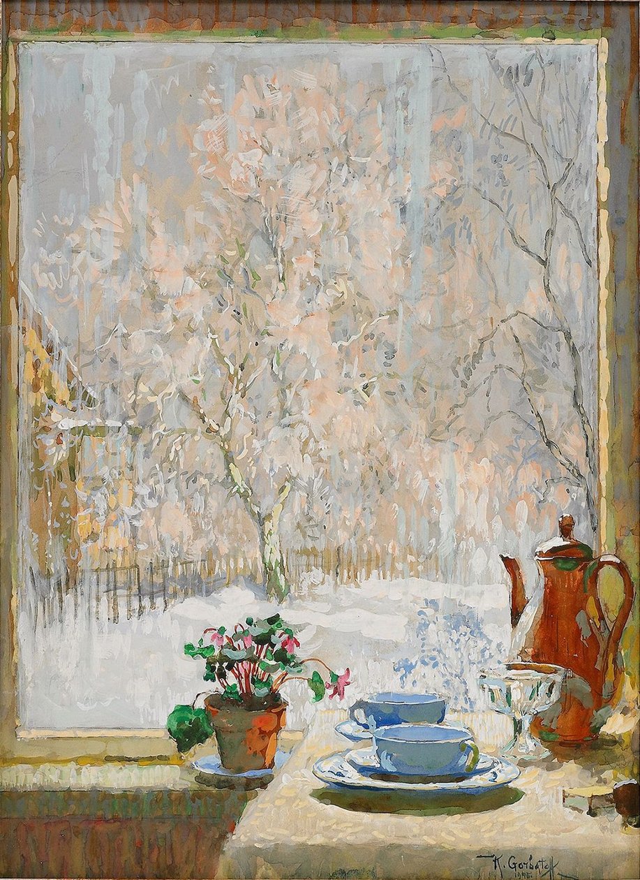 Genom fönstret på vintern, 1945 av Konstantin Ivanovich Gorbatov