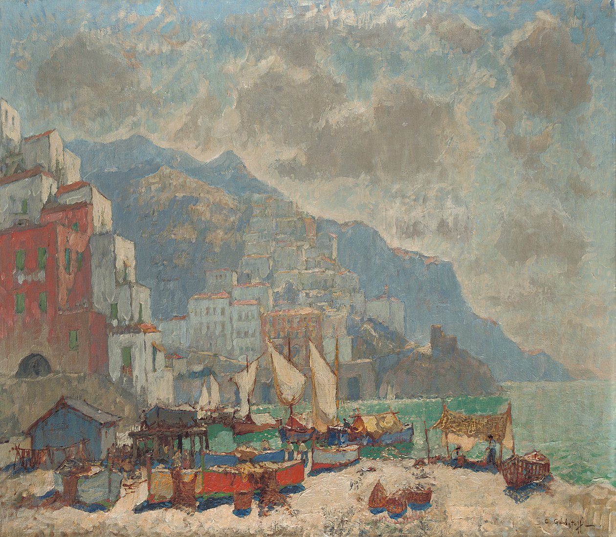 Utsikt över Amalfi i morgonljuset, av Konstantin Ivanovich Gorbatov