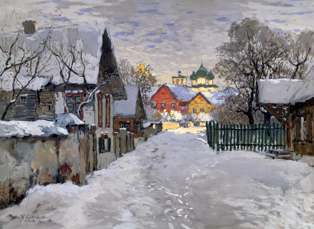 Vinternatt, ett hörn av Pskov av Konstantin Ivanovich Gorbatov