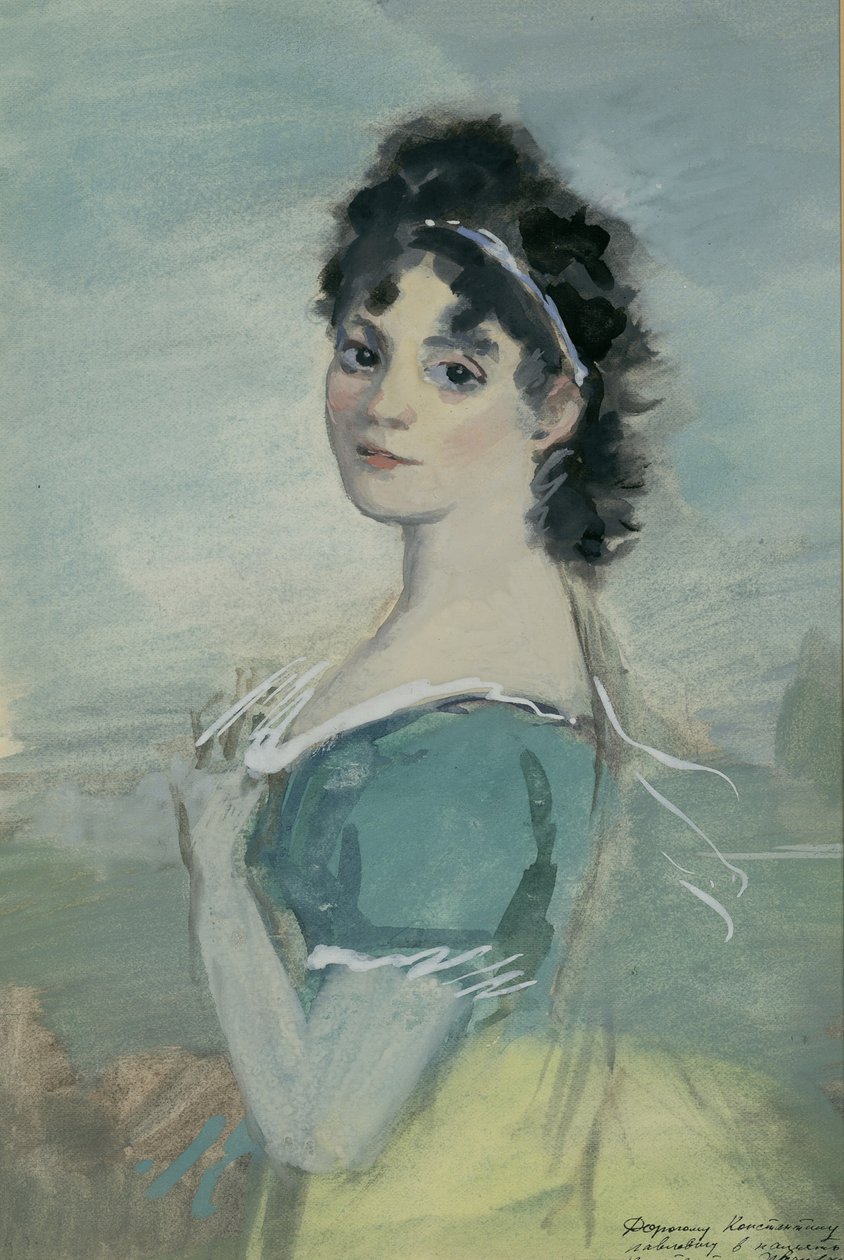 Natasha Rostova. Illustration till romanen Krig och fred av Leo Tolstoj, 1944-1947. av Konstantin Ivanovich Rudakov