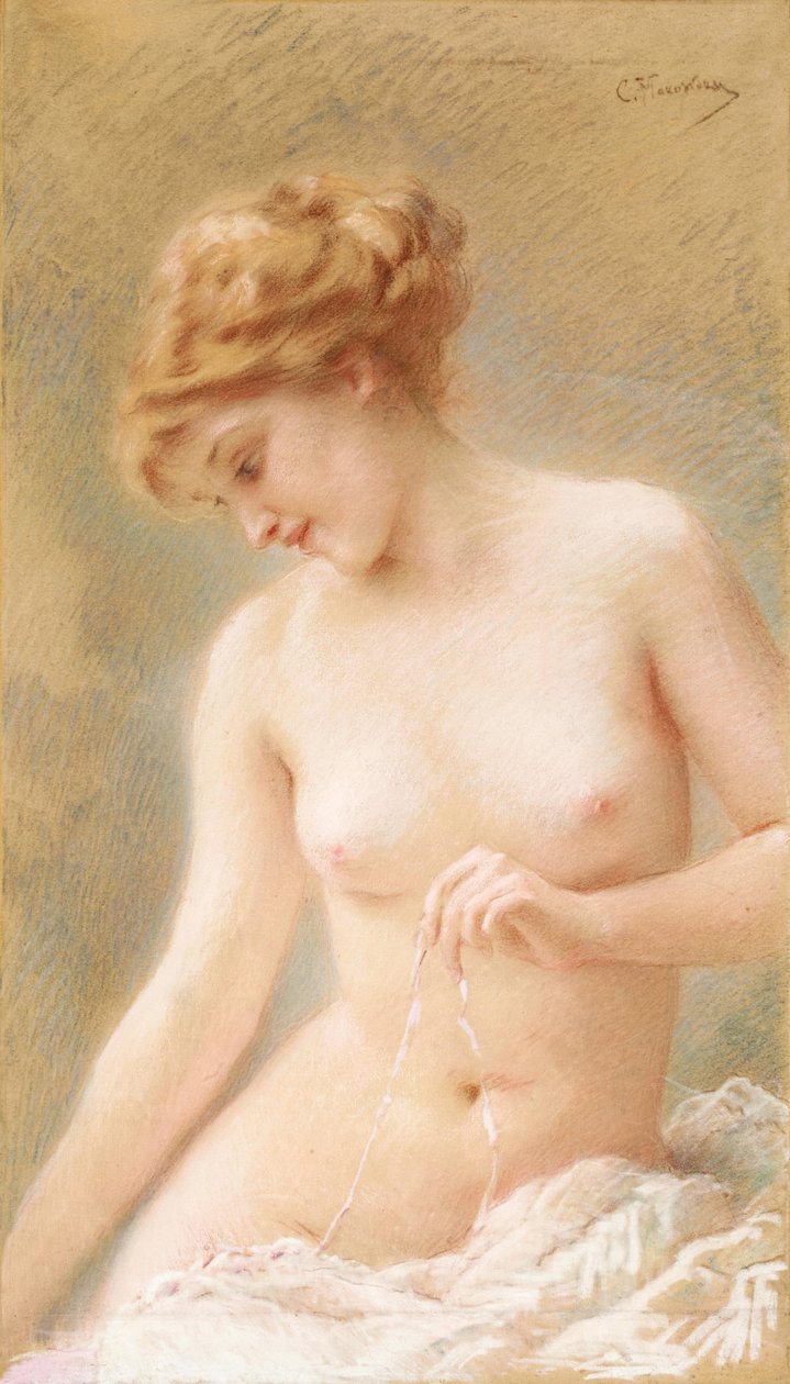 Sittande naken av Konstantin Makovsky