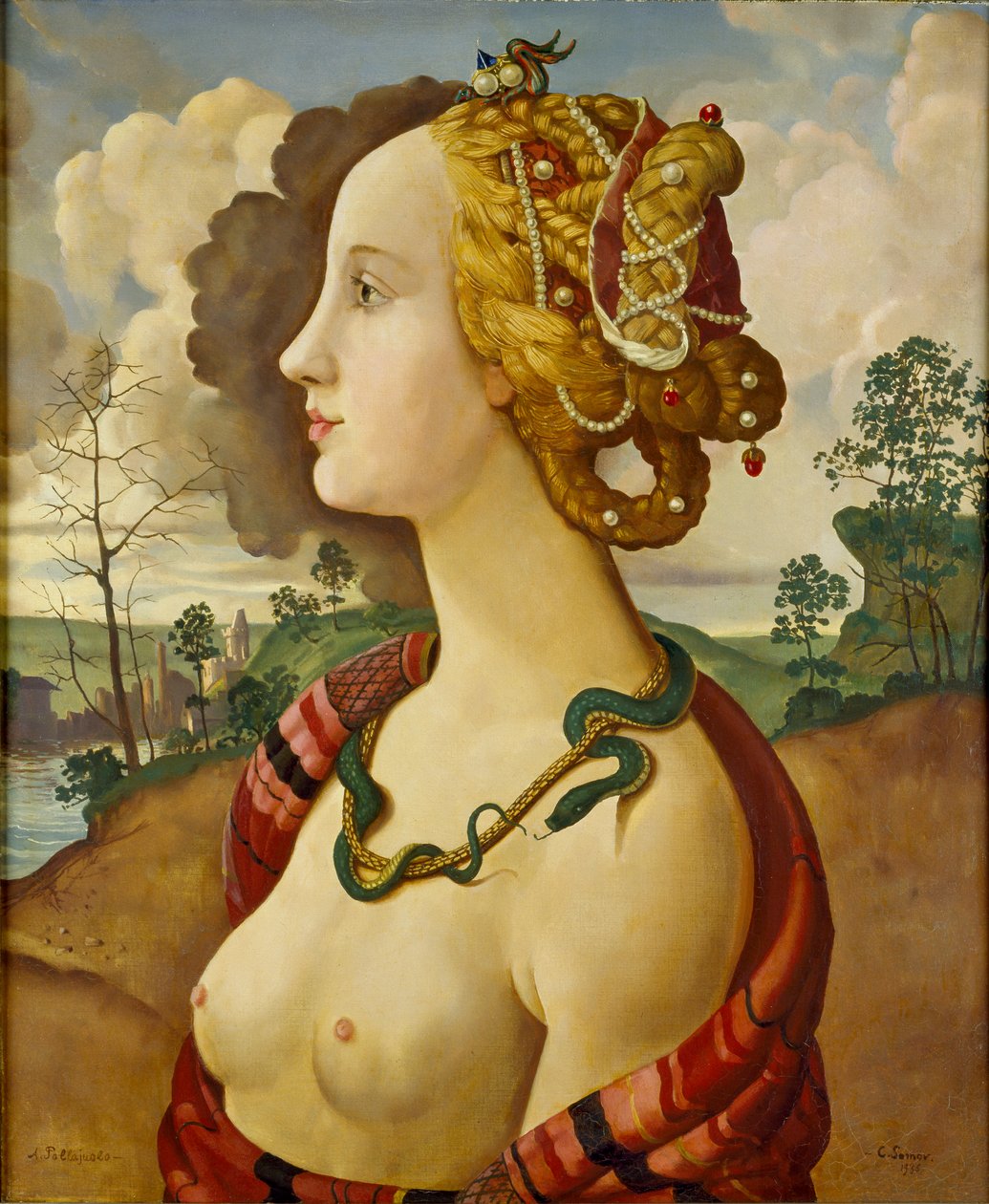 En kopia av det så kallade porträttet av Simonetta Vespucci, 1939 av Konstantin Somov
