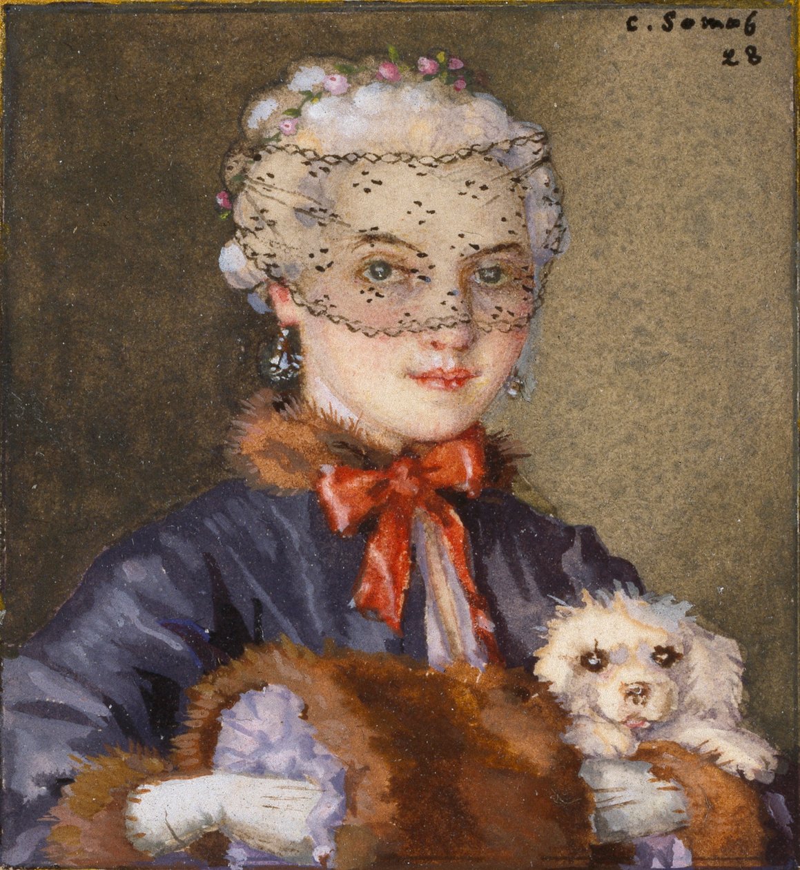Dam med en hund, 1928 av Konstantin Somov