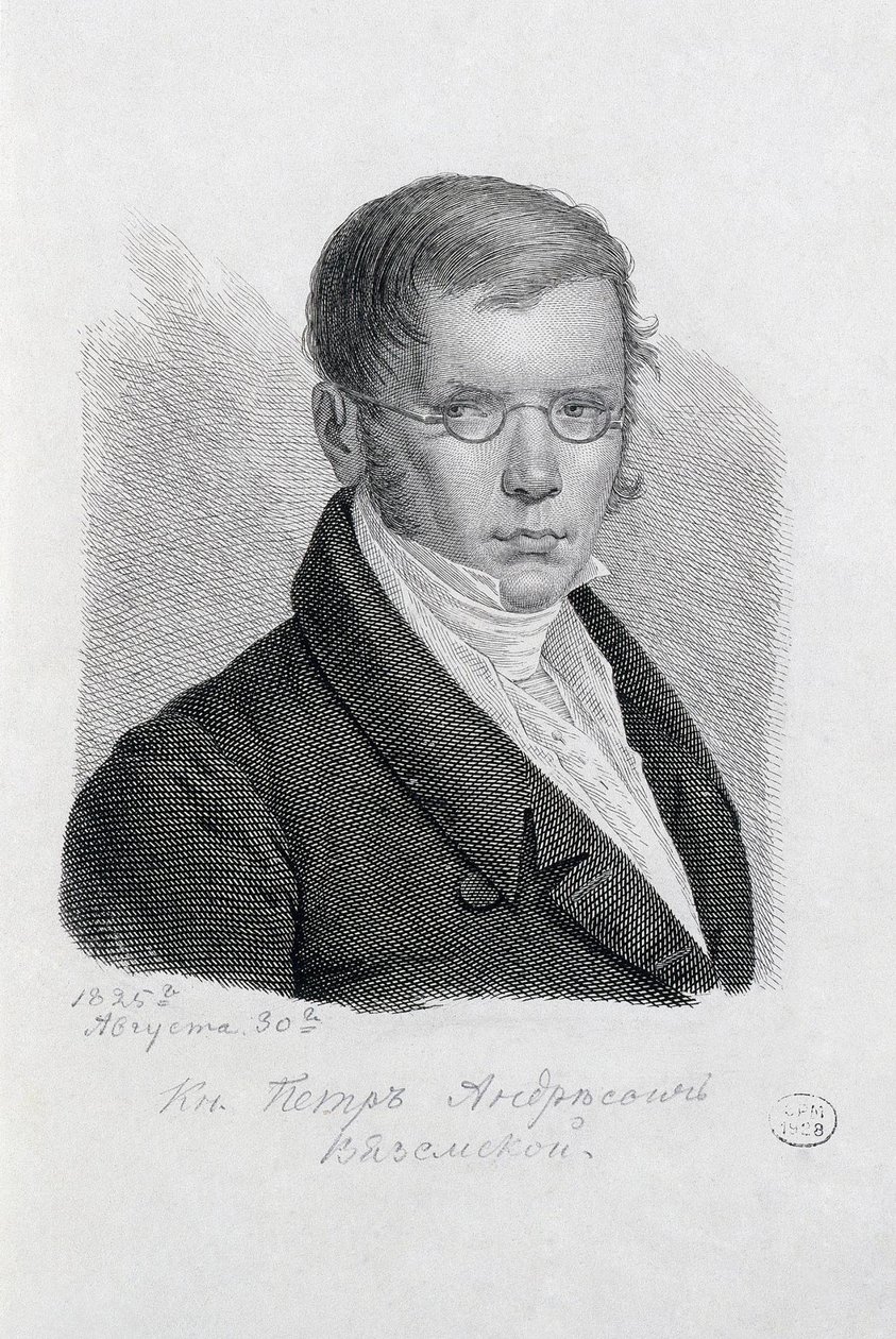 Porträtt av poeten Prins Pjotr Andrejevitj Vyazemskij 1792-1878. av Konstantin Yakovlevich Afanasyev
