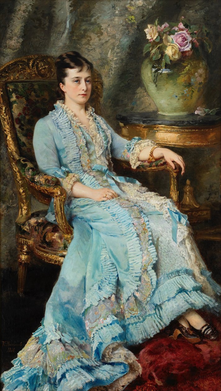 Porträtt av prinsessan Ekaterina Mikhailovna Dolgorukova 1847-1922, 1880. av Konstantin Yegorovich Makovsky