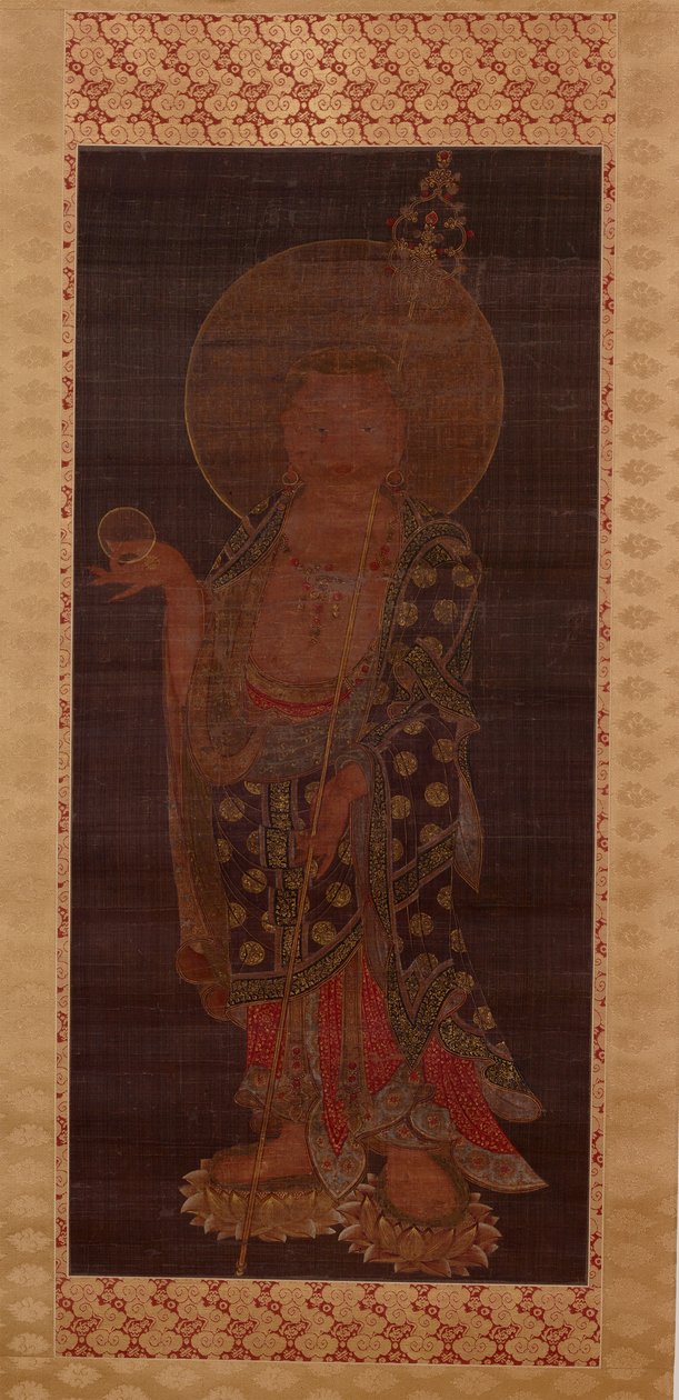 Bodhisattva Kshitigarbha (Jijang bosal), sent 1200-tal eller tidigt 1300-tal (bläck, färg och guld på siden) av Korean School