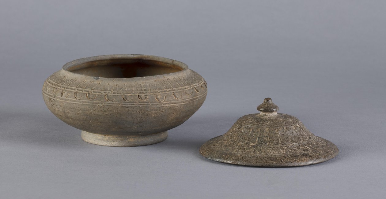 Låda med lock, Silla dynastin, 55 BC-935 (stengods) av Korean School