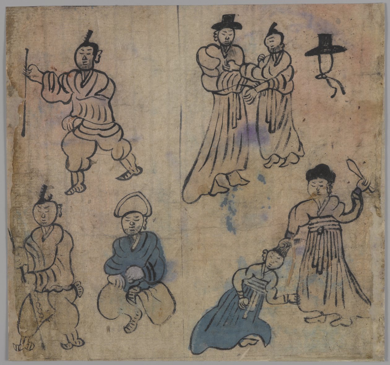 Genre Scene, 1 av 4, 1800-talet (bläck & wc på papper) av Korean School