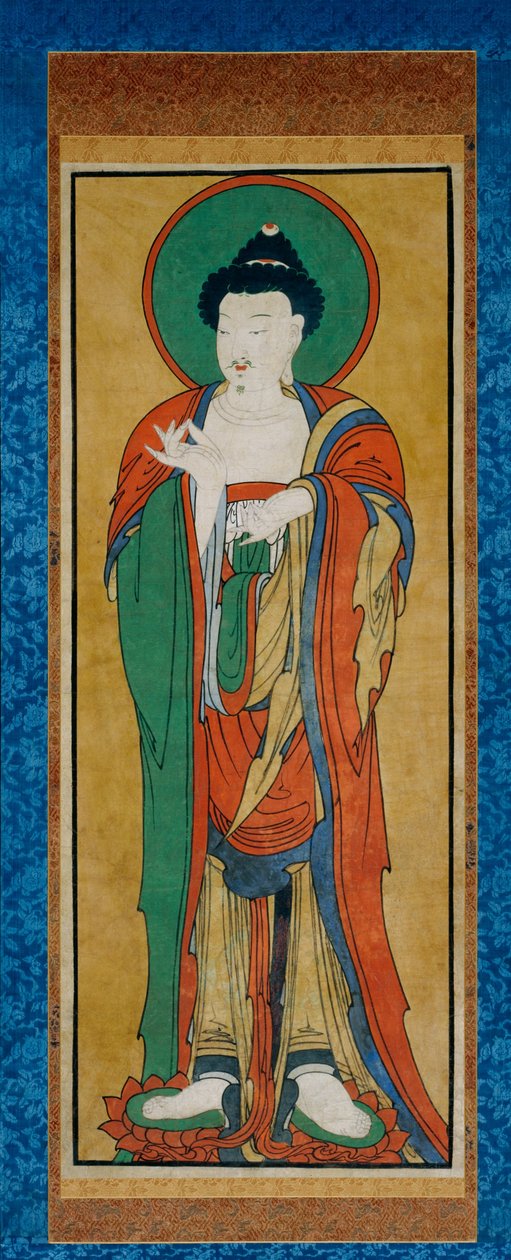 Tathagata Buddha, sent 1800-tal (hängande rulla; bläck och färg på papper) av Korean School