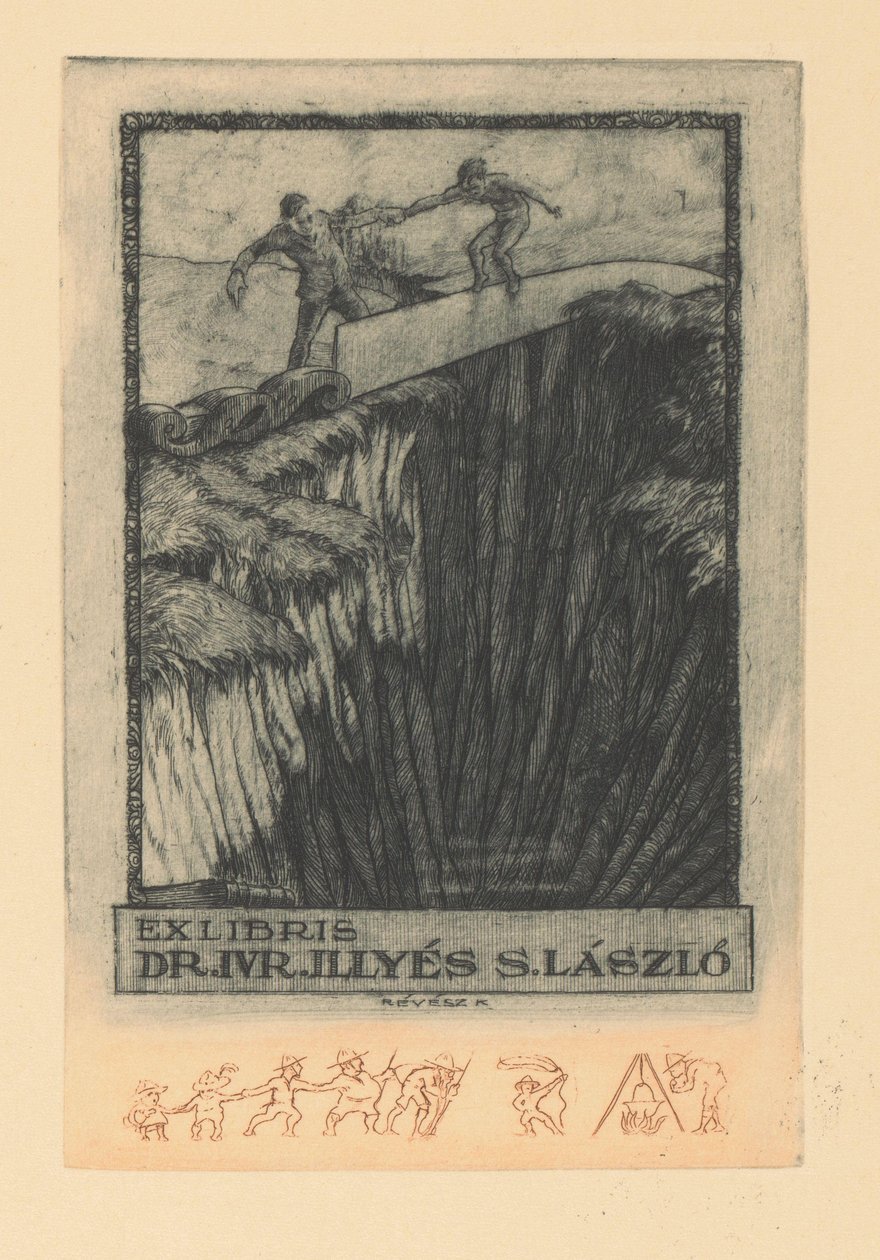 Ex libris är Illyés Sándor László Ex libris dr. IV Illyés S. Lászlo (titel på objekt) av Kornél Révész
