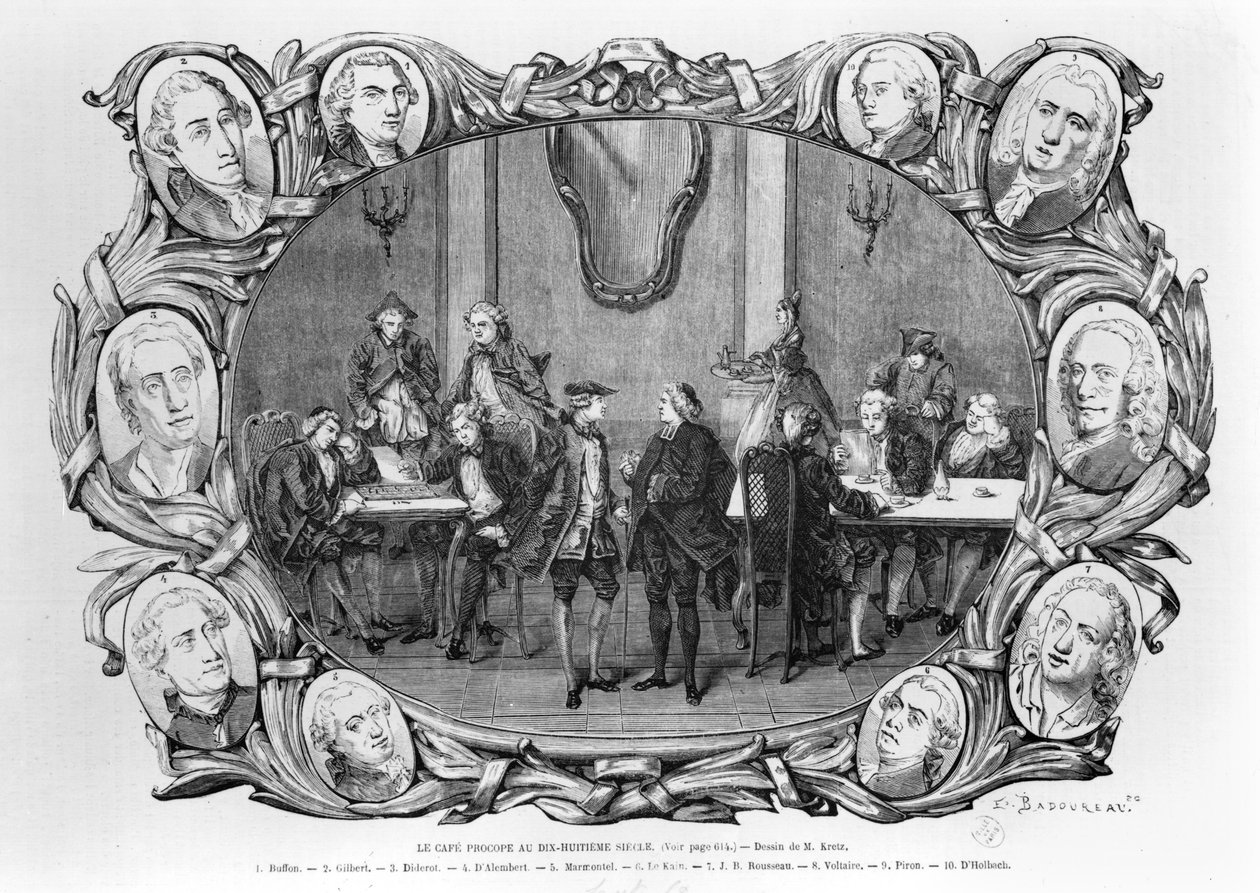 The Cafe Procope, graverad av Jean Francois Badoureau (f.1789) av Kretz