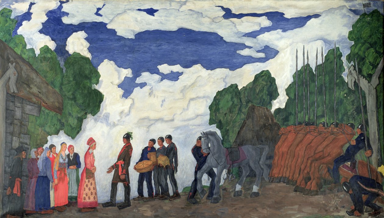 Kalevs äktenskapsförslag (tempera på duk) av Kristjan Raud