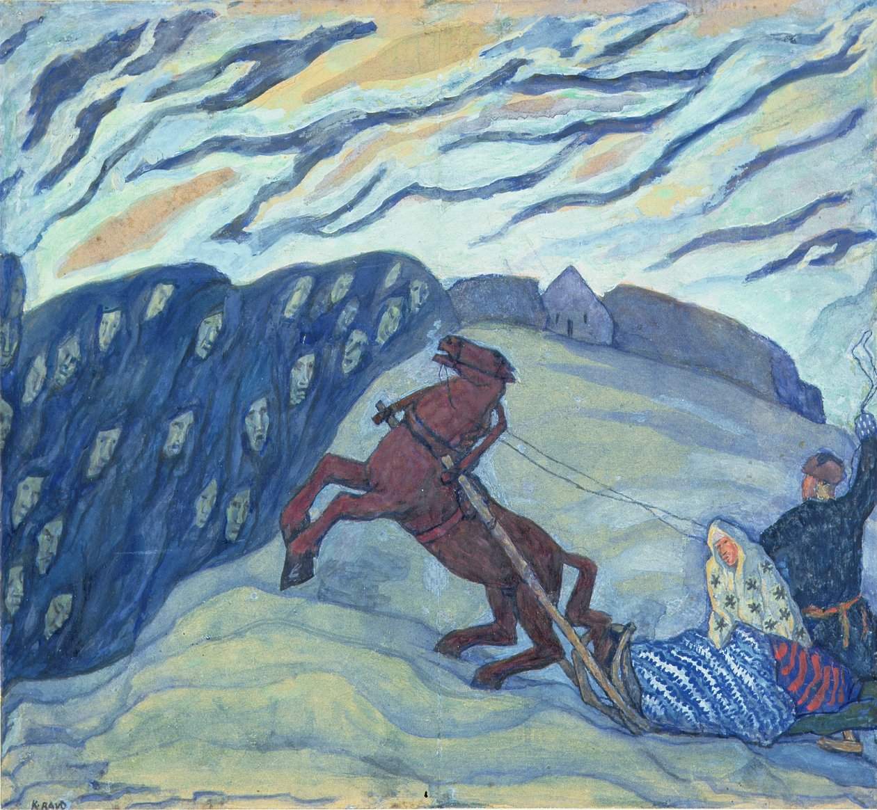 Return Homewards, 1920 (tempera på duk) av Kristjan Raud