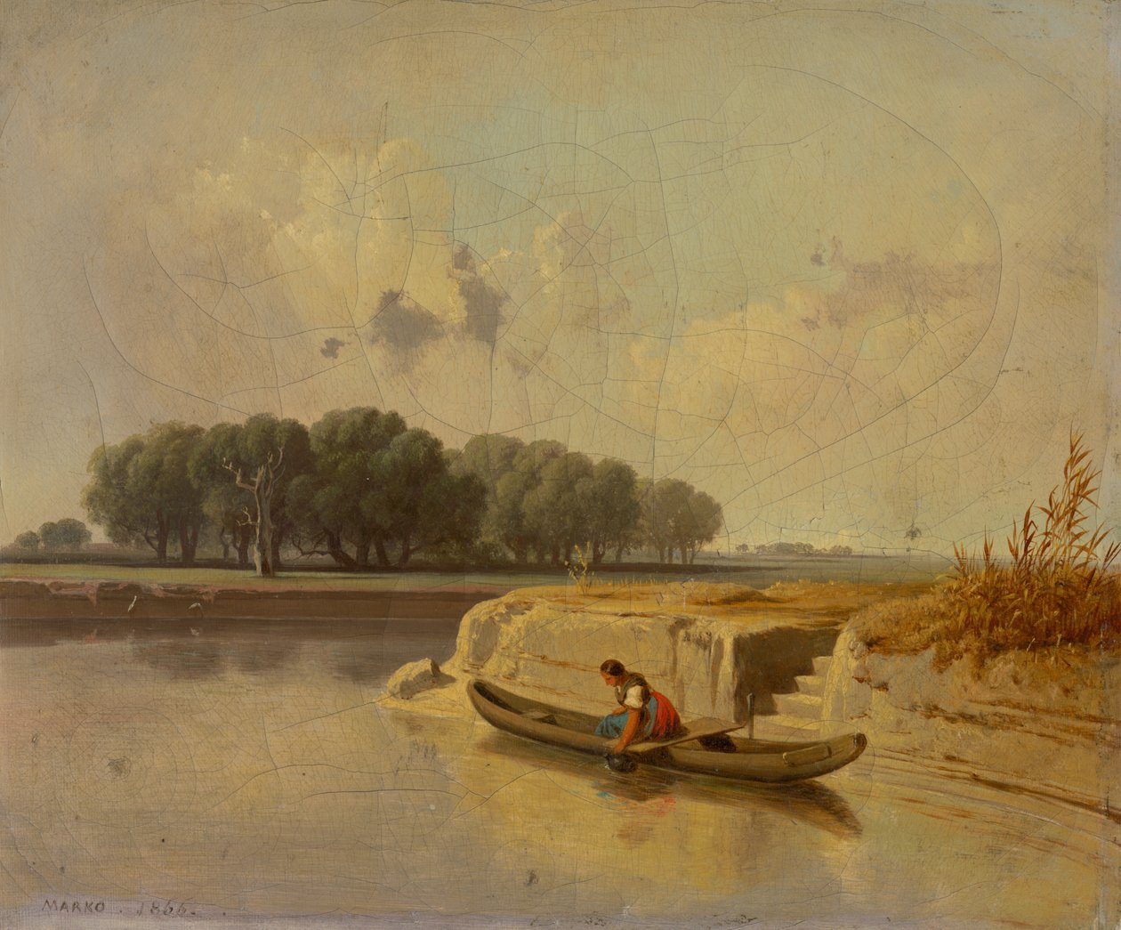 Landscape with a River and a Boat in the Foreground av Károly Markó the Younger