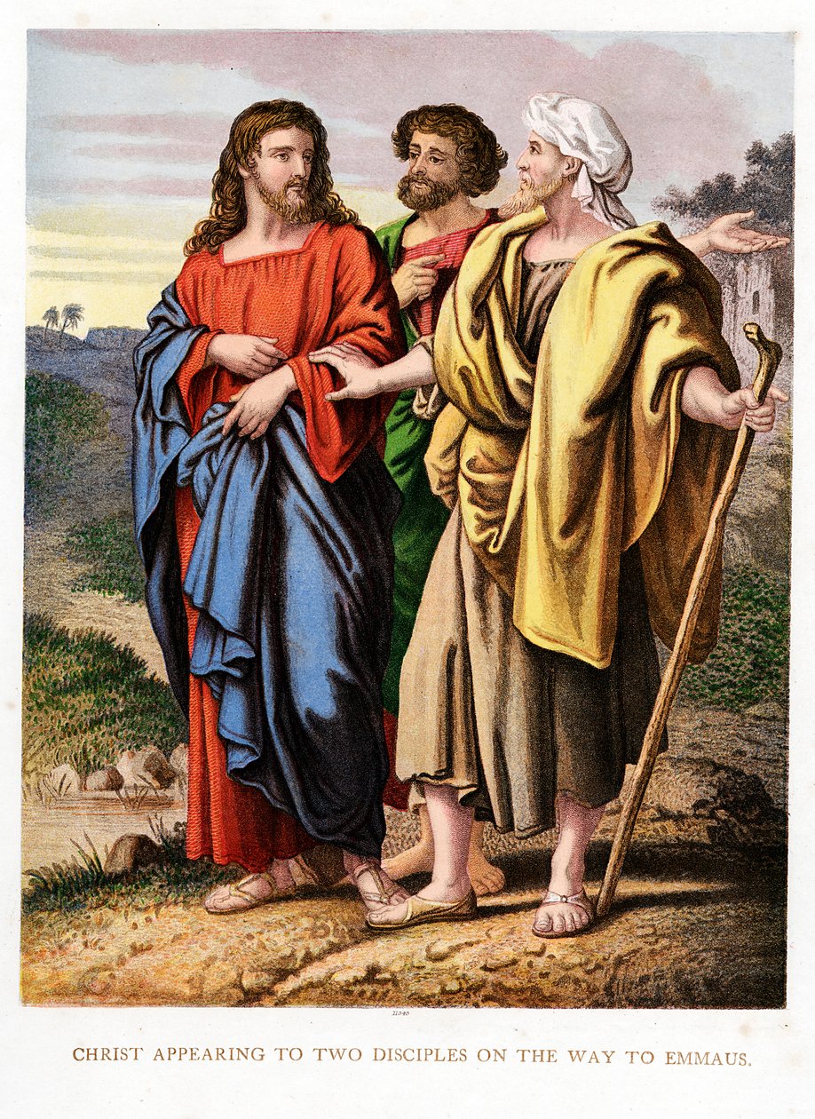 Kristus visar sig för de två lärjungarna på vägen till Emmaus, c1860 av Kronheim and Co