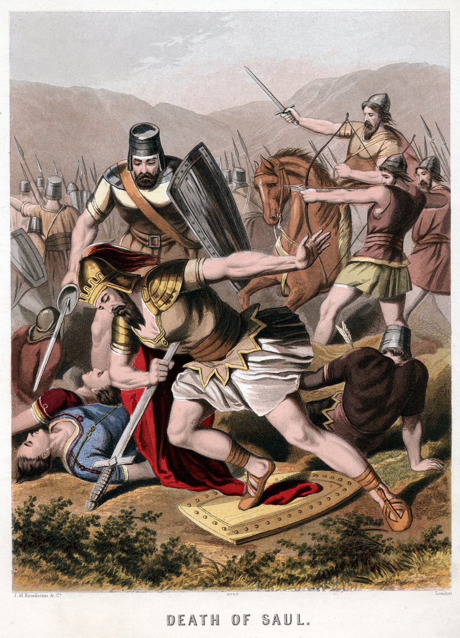 Saul och hans vapendragares död i strid med filistéerna, 1870 av Kronheim and Co