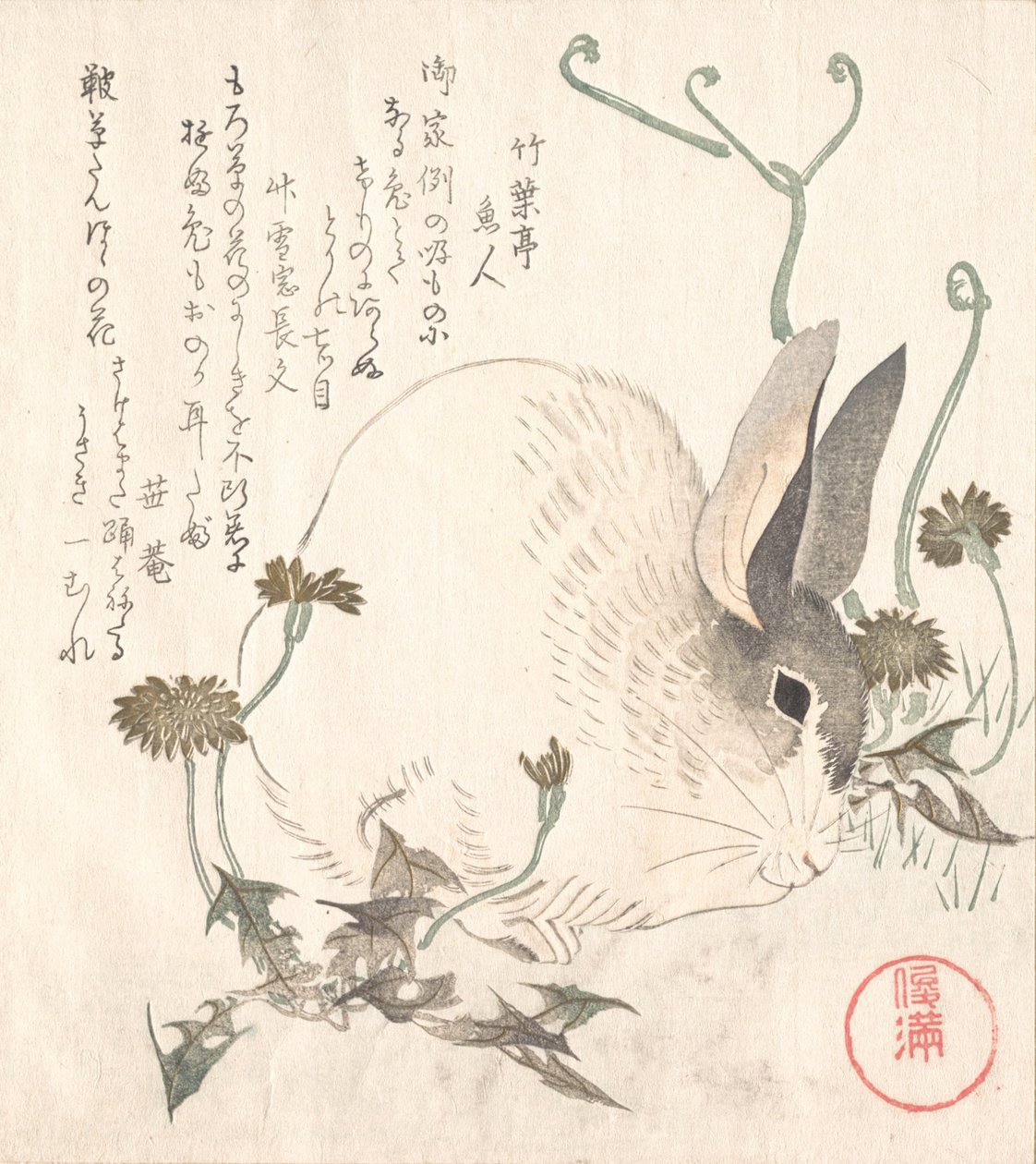 Hare och maskros, troligen 1820. av Kubo Shunman